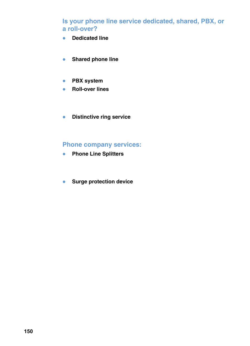 Phone company services | HP 3200m User Manual | Page 152 / 288