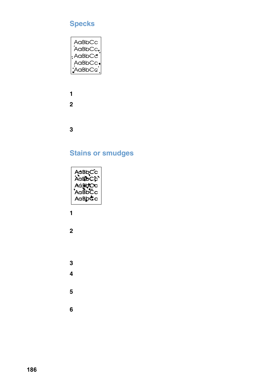 Specks, Stains or smudges | HP 3200m User Manual | Page 188 / 288