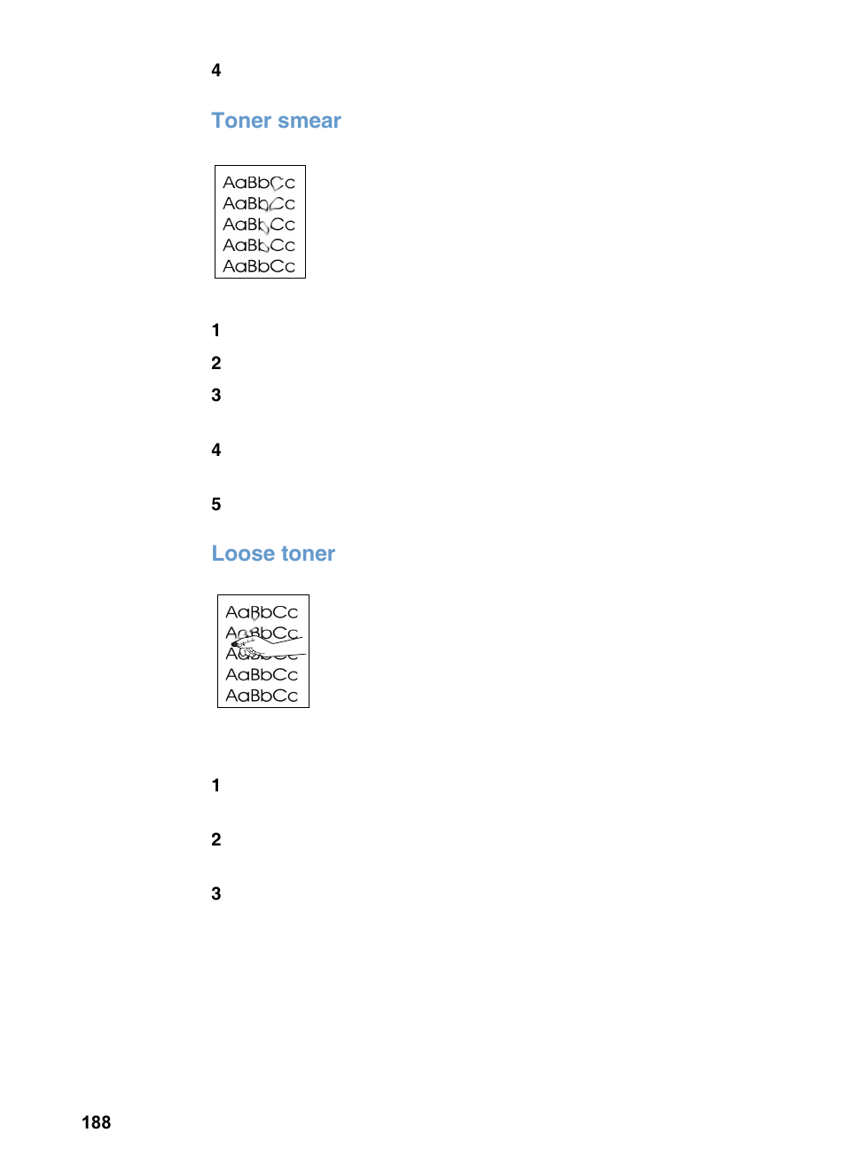 Toner smear, Loose toner | HP 3200m User Manual | Page 190 / 288