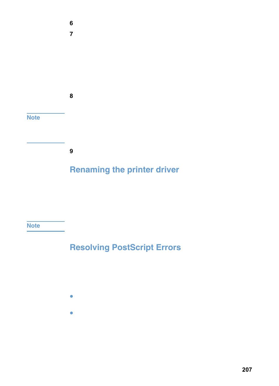 Renaming the printer driver, Resolving postscript errors | HP 3200m User Manual | Page 209 / 288