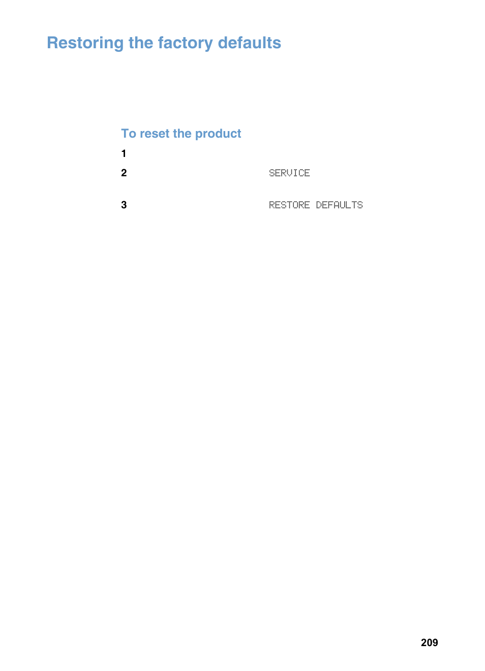 Restoring the factory defaults | HP 3200m User Manual | Page 211 / 288