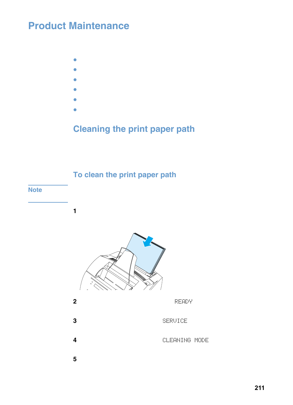 Product maintenance, Cleaning the print paper path | HP 3200m User Manual | Page 213 / 288
