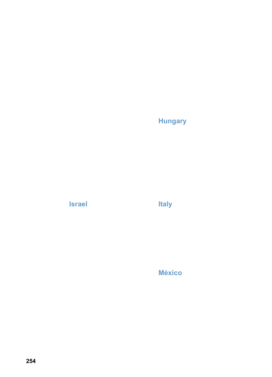 Finland france, Germany greece, Hong kong sar hungary | Israel italy, Korea méxico | HP 3200m User Manual | Page 256 / 288