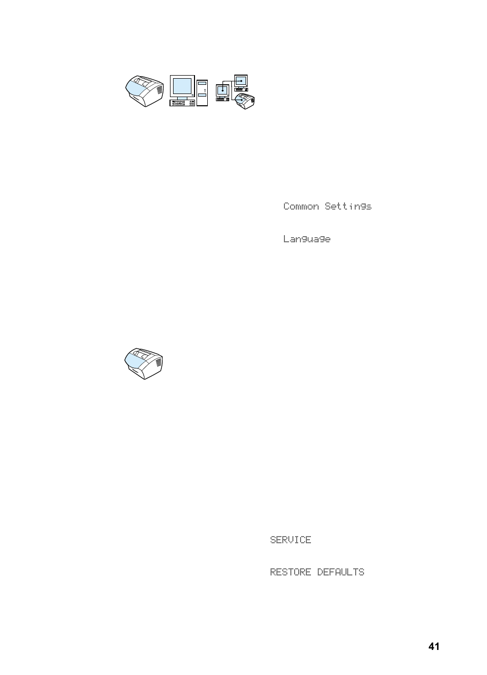 Changing the language on the display panel, Restoring factory defaults | HP 3200m User Manual | Page 43 / 288
