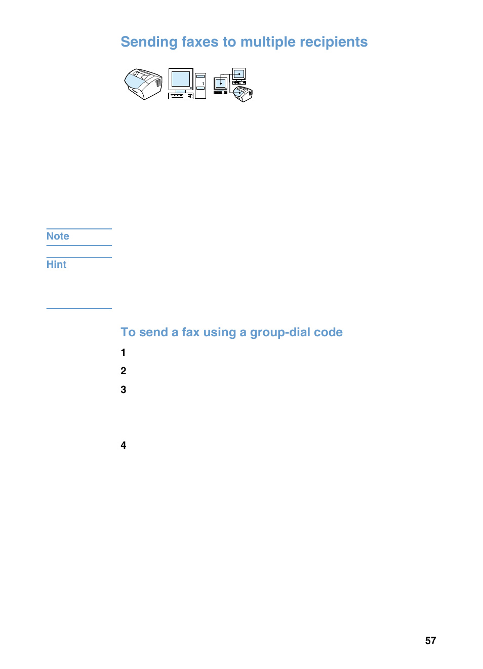 Sending faxes to multiple recipients | HP 3200m User Manual | Page 59 / 288