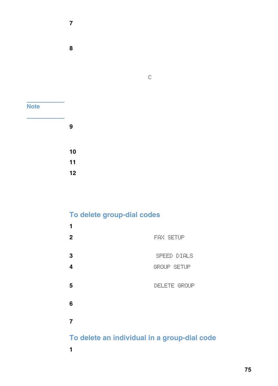 To delete group-dial codes, To delete an individual in a group-dial code | HP 3200m User Manual | Page 77 / 288