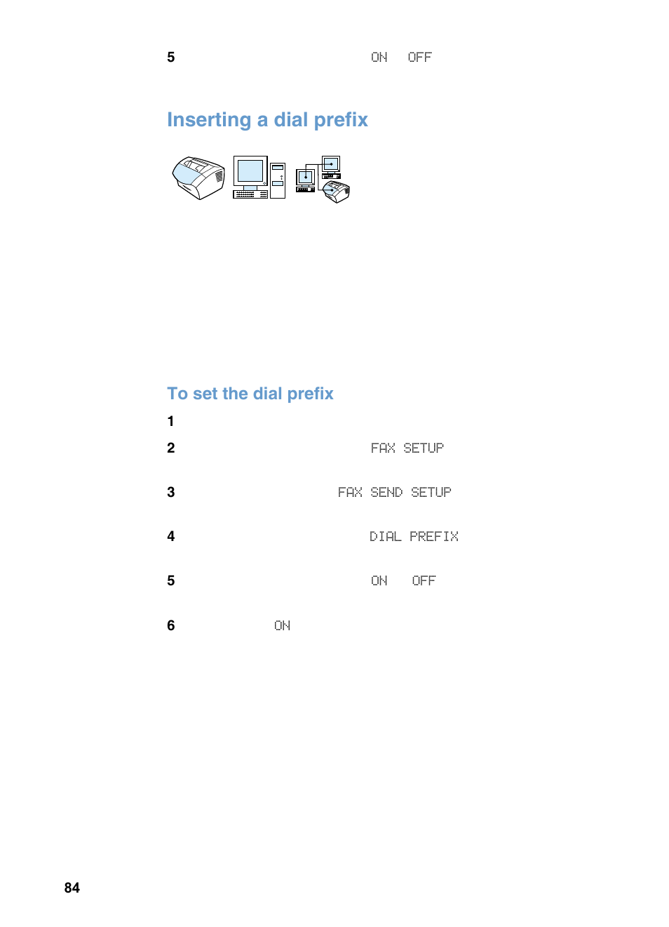 Inserting a dial prefix | HP 3200m User Manual | Page 86 / 288
