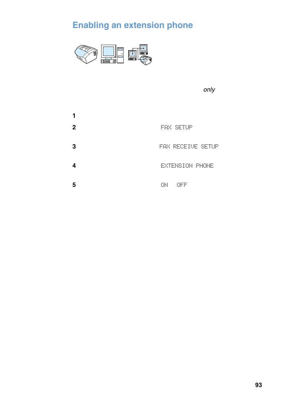 Enabling an extension phone | HP 3200m User Manual | Page 95 / 288