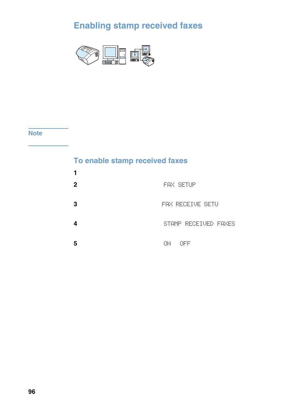 Enabling stamp received faxes | HP 3200m User Manual | Page 98 / 288