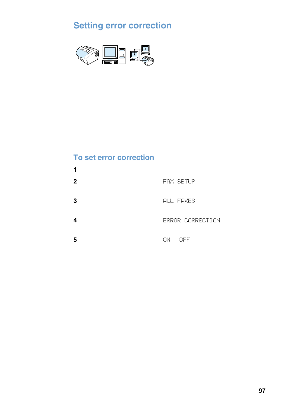 Setting error correction | HP 3200m User Manual | Page 99 / 288