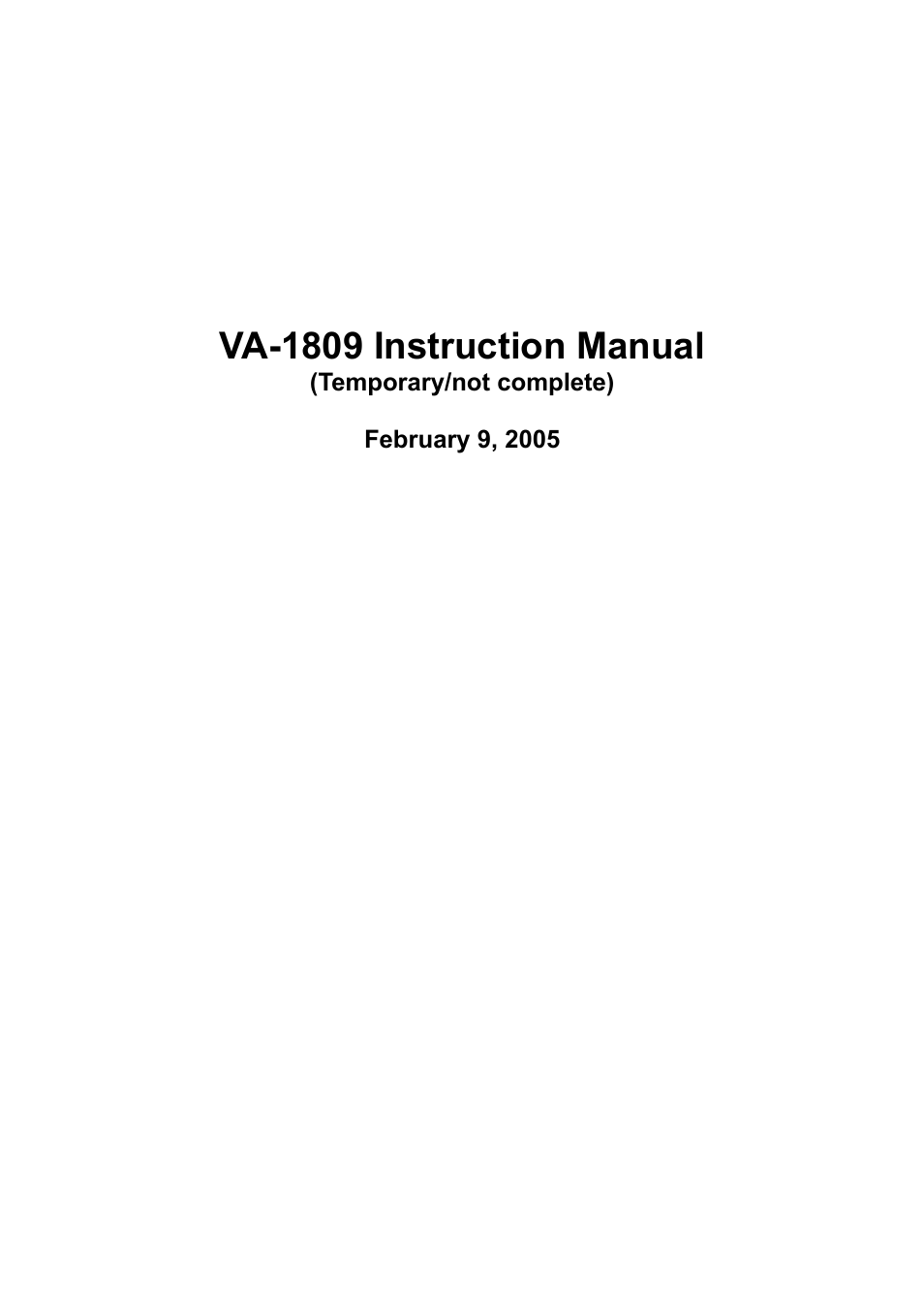 HP VA-1809 User Manual | 36 pages