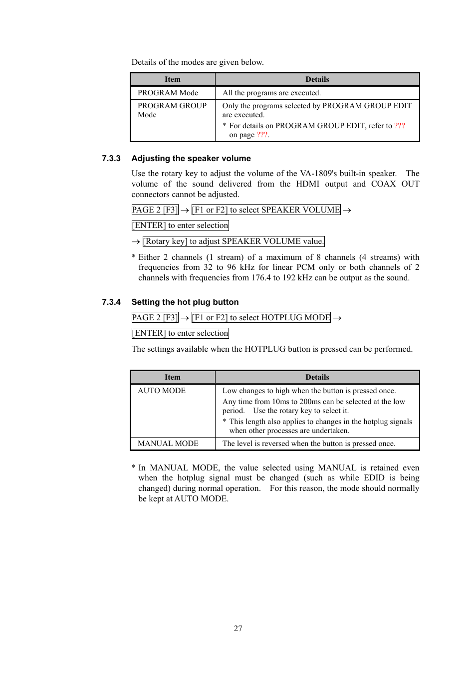 Adjusting the speaker volume, Setting the hot plug button | HP VA-1809 User Manual | Page 30 / 36