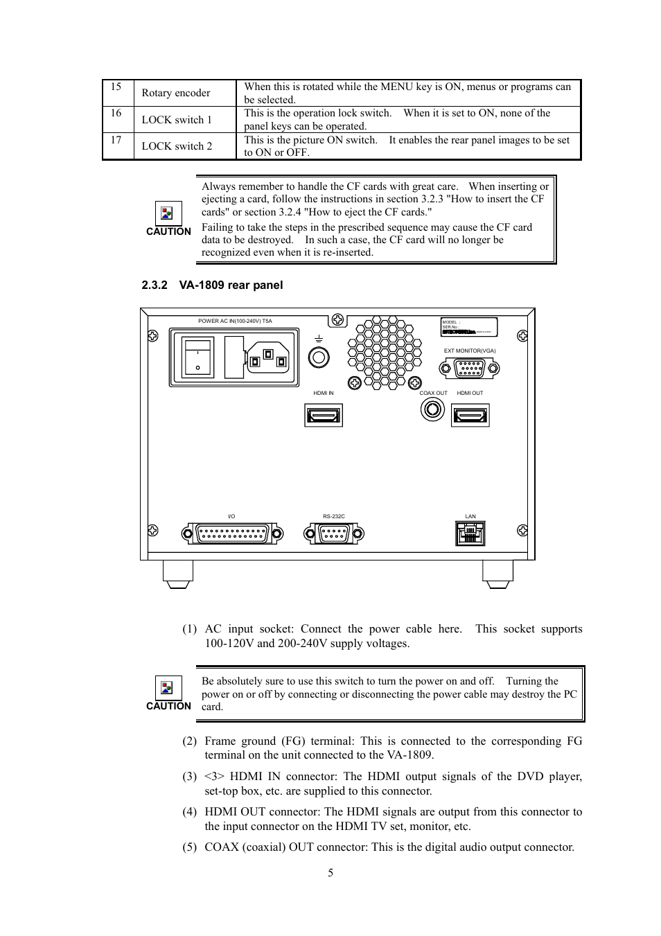 2 va-1809 rear panel | HP VA-1809 User Manual | Page 8 / 36