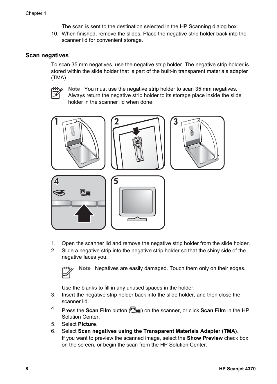 Scan negatives | HP 4370 User Manual | Page 11 / 21