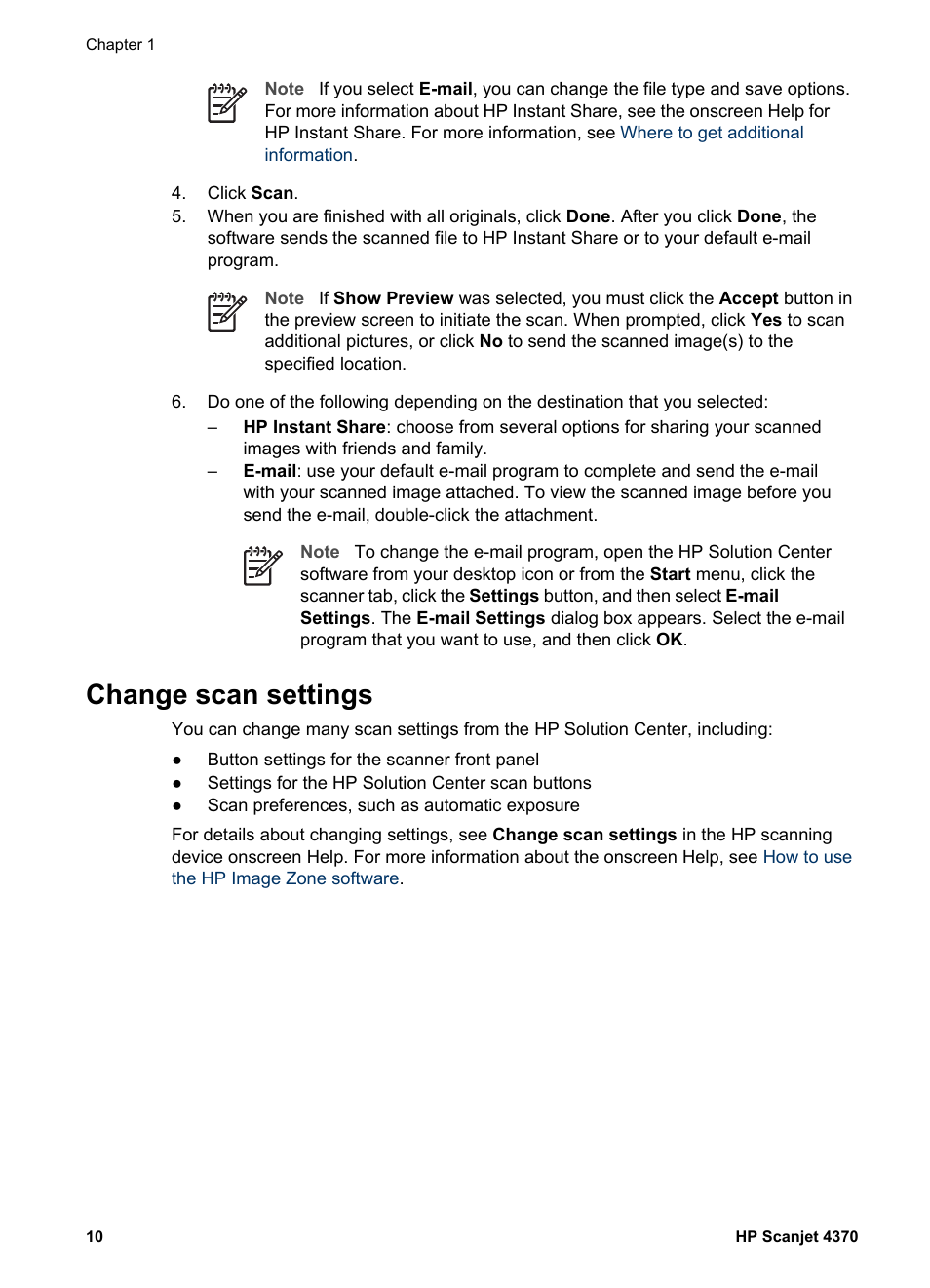 Change scan settings | HP 4370 User Manual | Page 13 / 21