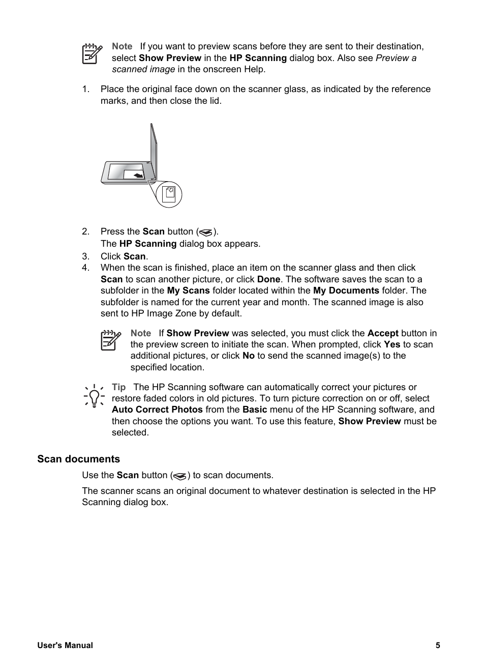 Scan documents | HP 4370 User Manual | Page 8 / 21