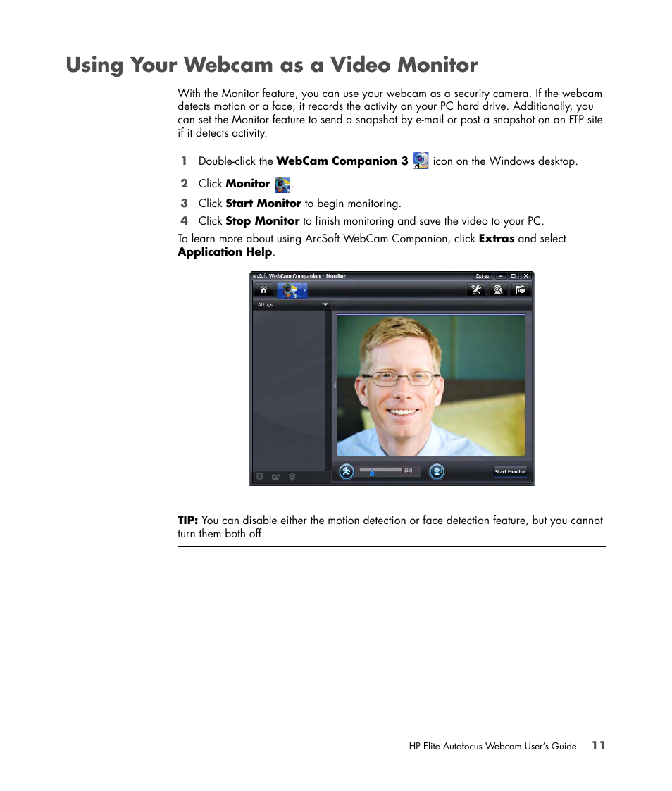 Using your webcam as a video monitor | HP 588295-001 User Manual | Page 15 / 20