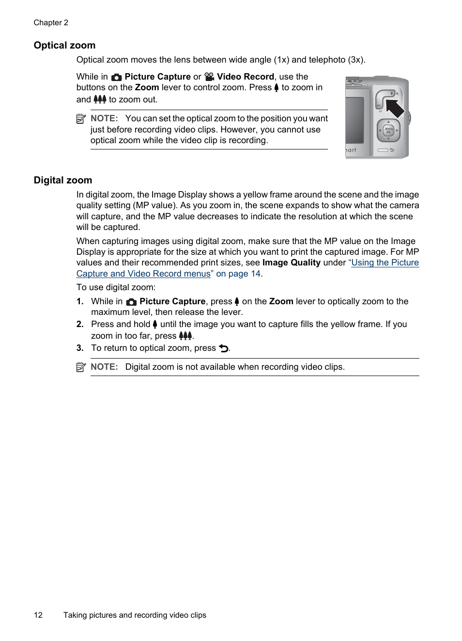 Optical zoom, Digital zoom | HP M537 User Manual | Page 14 / 49