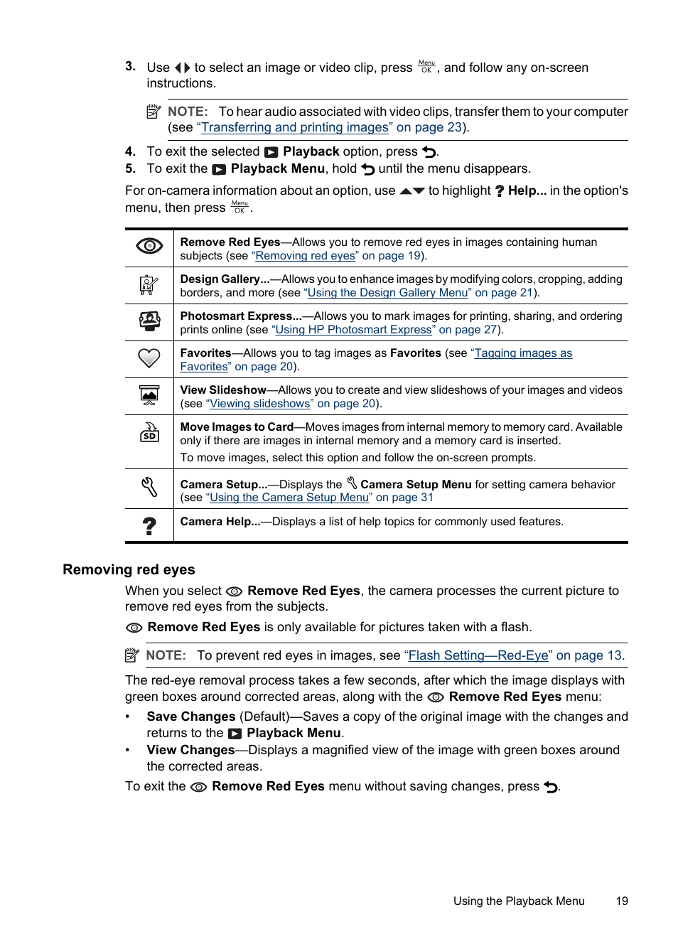 Removing red eyes | HP M537 User Manual | Page 21 / 49