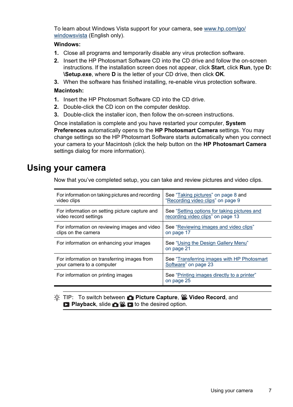 Using your camera | HP M537 User Manual | Page 9 / 49