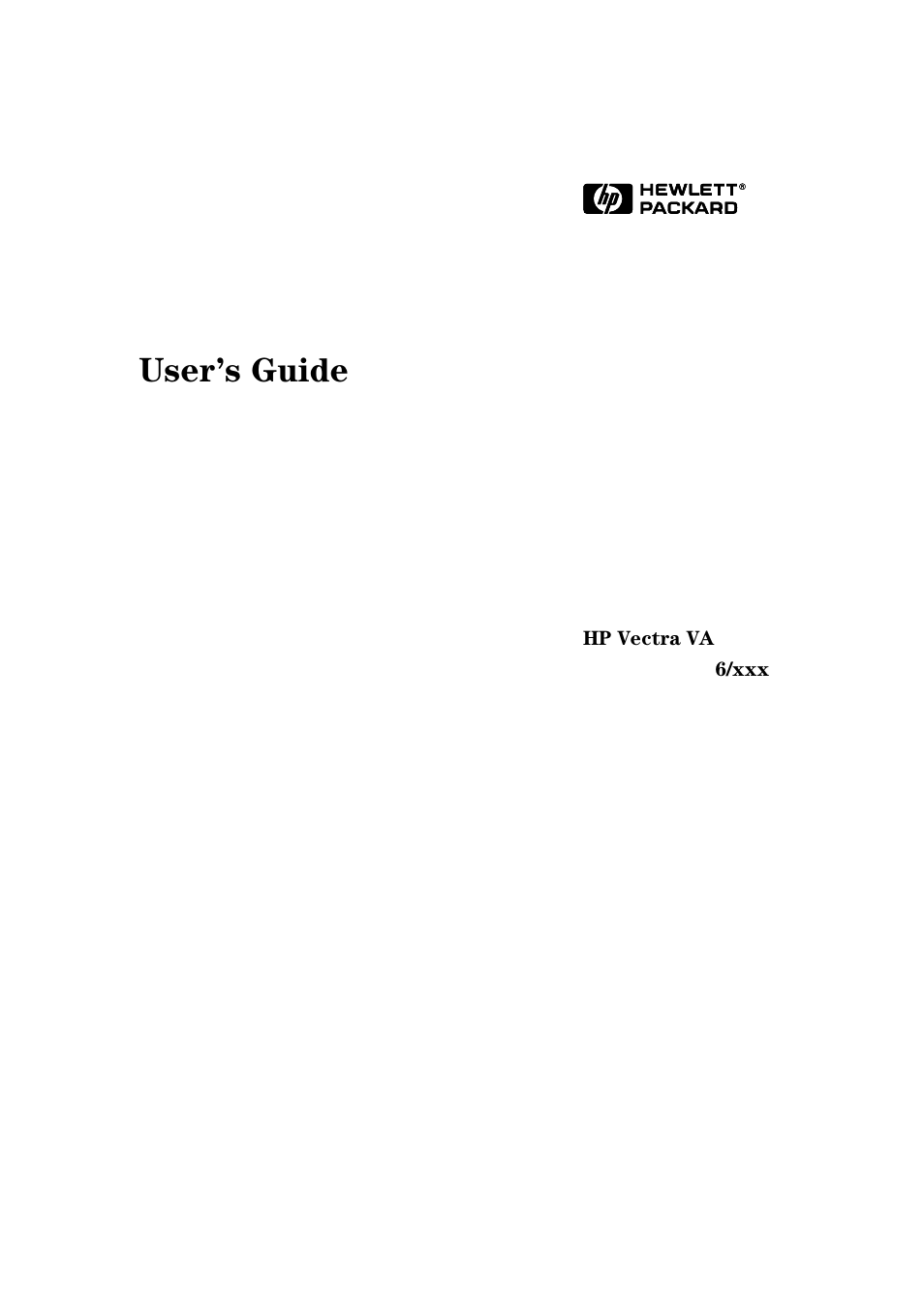 HP HEWLET HP VECTRA VA 6/XXX User Manual | 96 pages