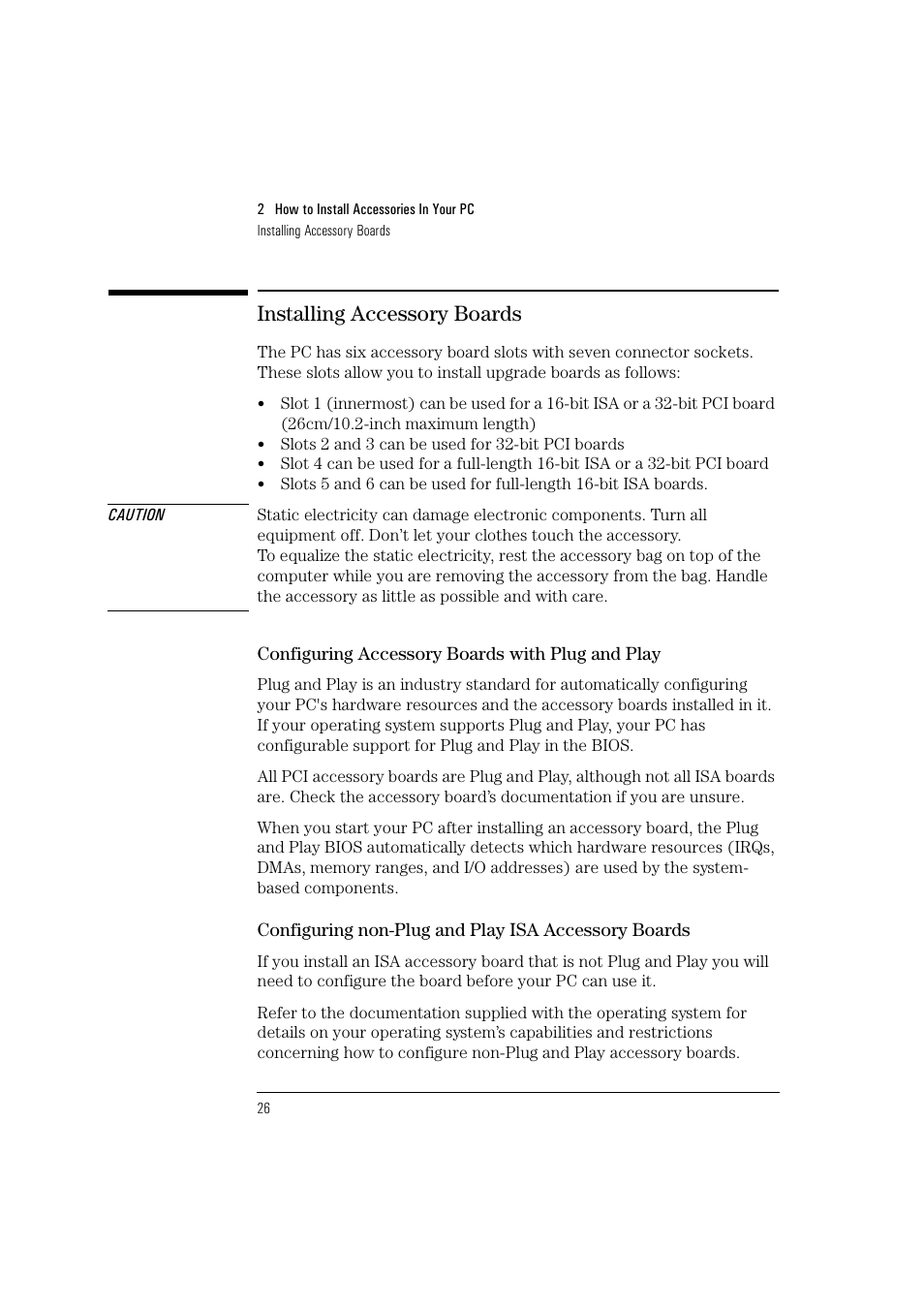 Installing accessory boards | HP HEWLET HP VECTRA VA 6/XXX User Manual | Page 36 / 96