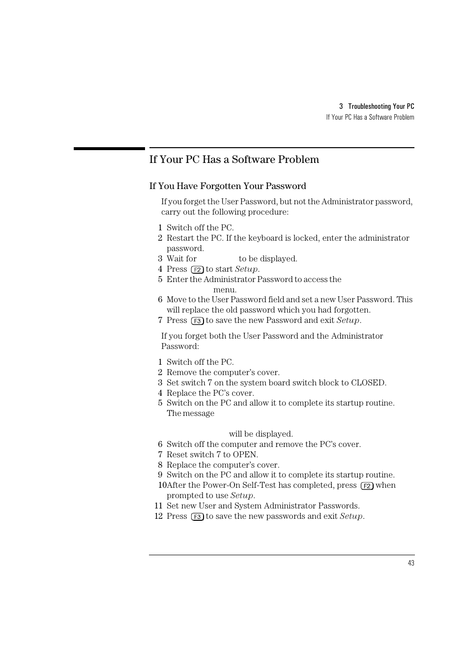 If your pc has a software problem | HP HEWLET HP VECTRA VA 6/XXX User Manual | Page 53 / 96