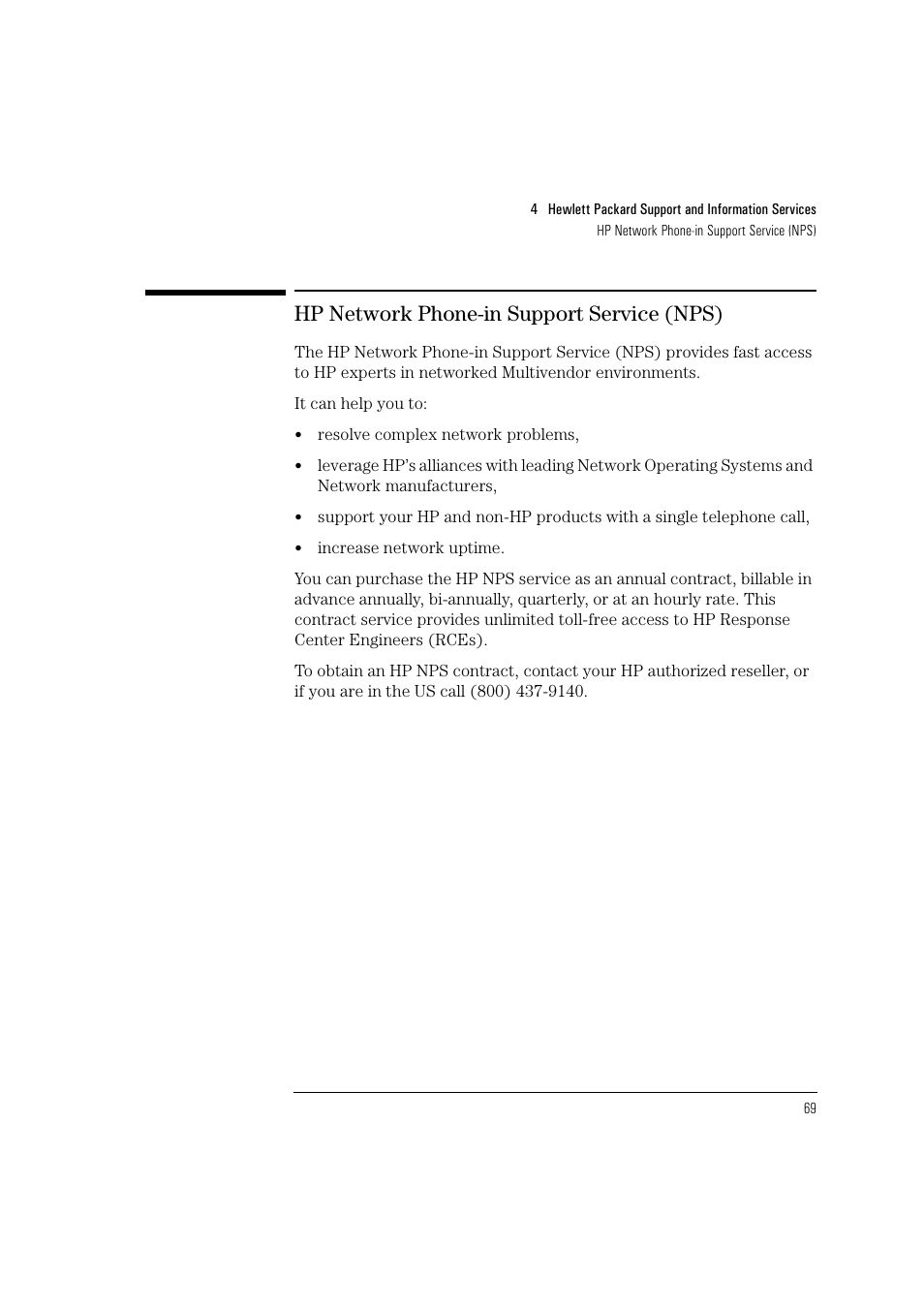 Hp network phone-in support service (nps) | HP HEWLET HP VECTRA VA 6/XXX User Manual | Page 79 / 96