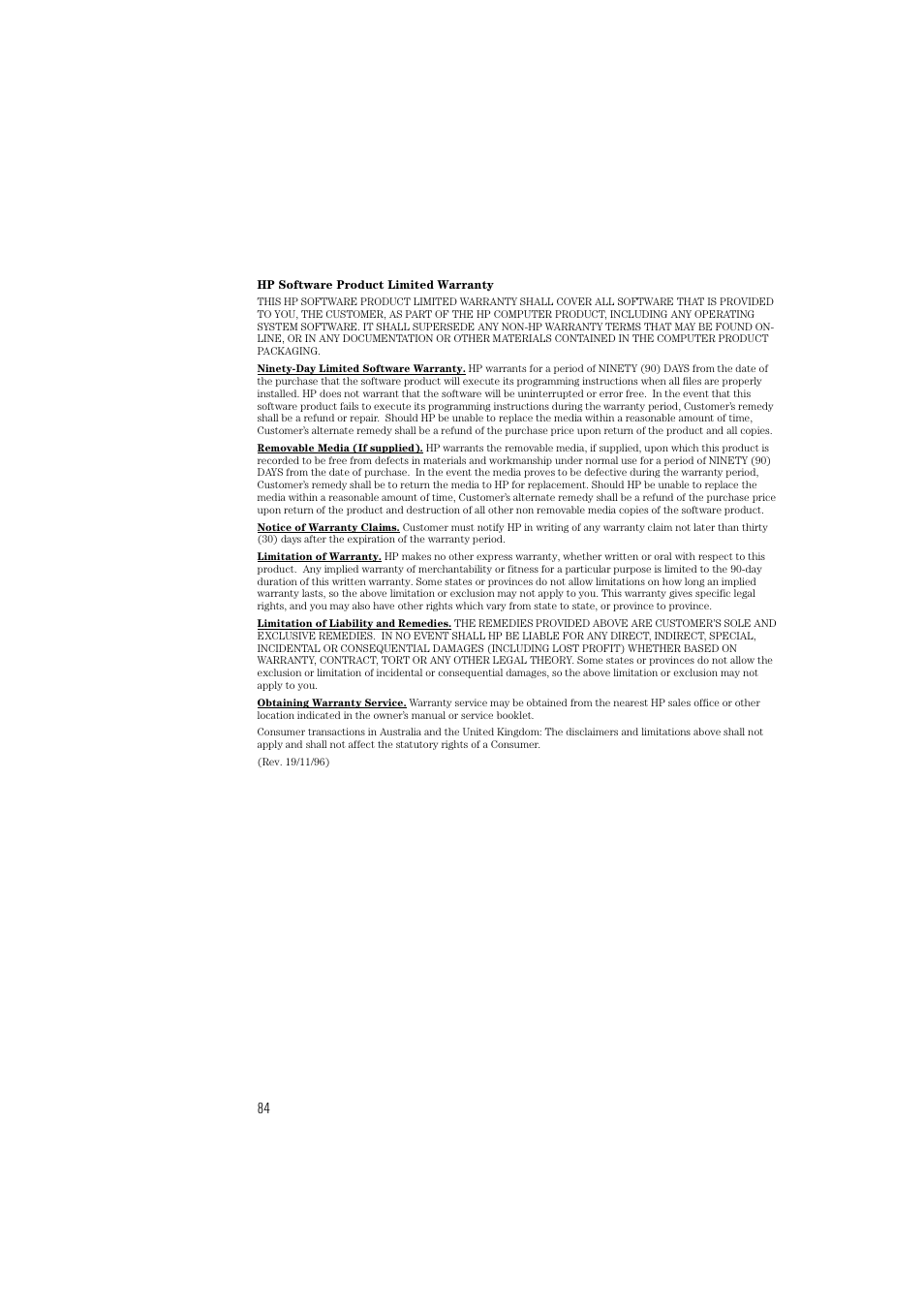 HP HEWLET HP VECTRA VA 6/XXX User Manual | Page 94 / 96