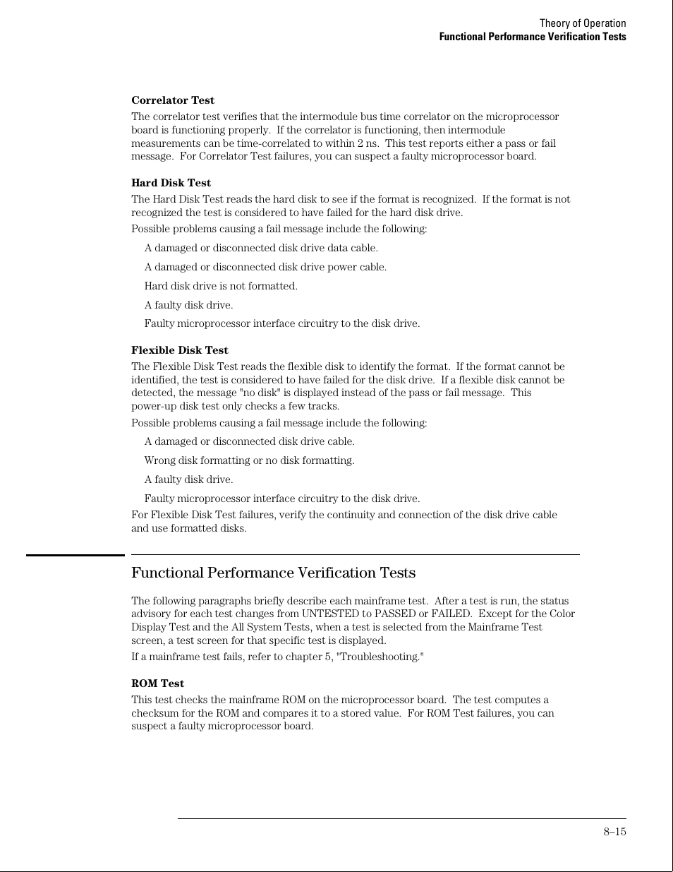 Functional performance verification tests | HP 16500B User Manual | Page 124 / 129