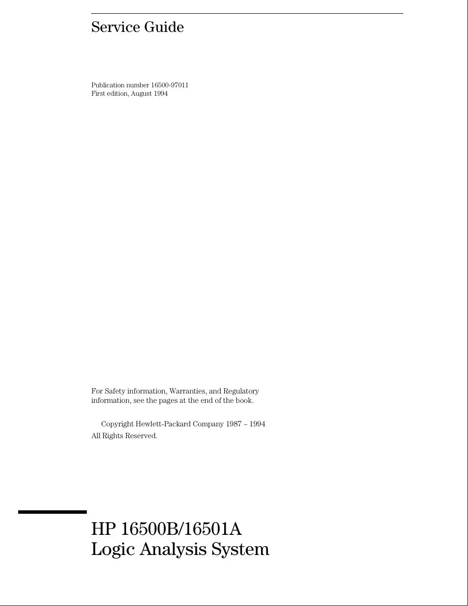 Service guide | HP 16500B User Manual | Page 2 / 129