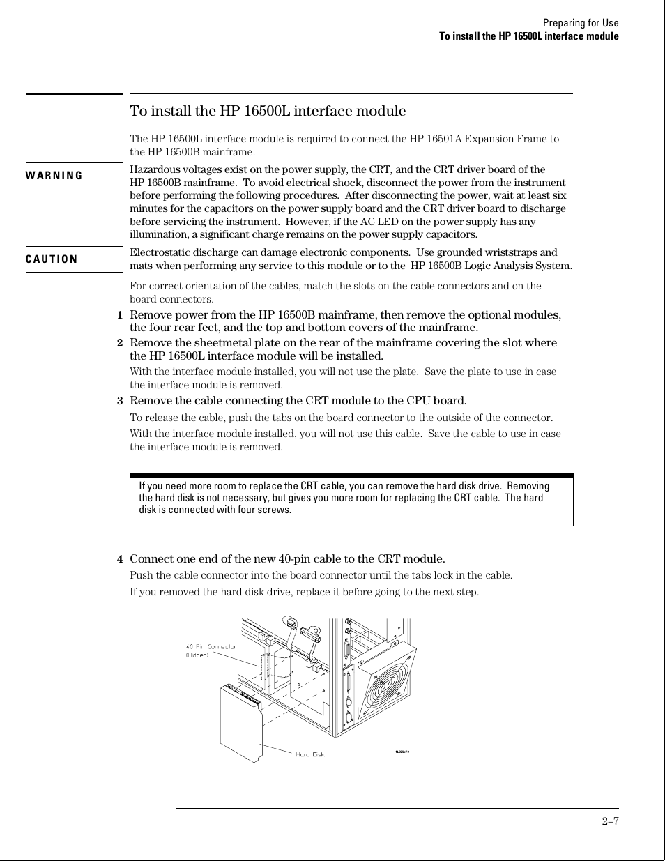 To install the hp 16500l interface module | HP 16500B User Manual | Page 20 / 129