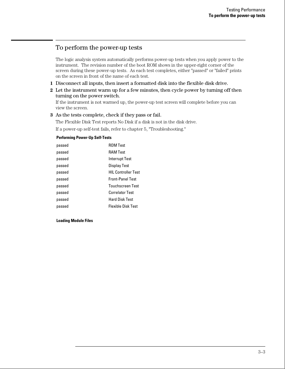 To perform the power-up tests | HP 16500B User Manual | Page 26 / 129