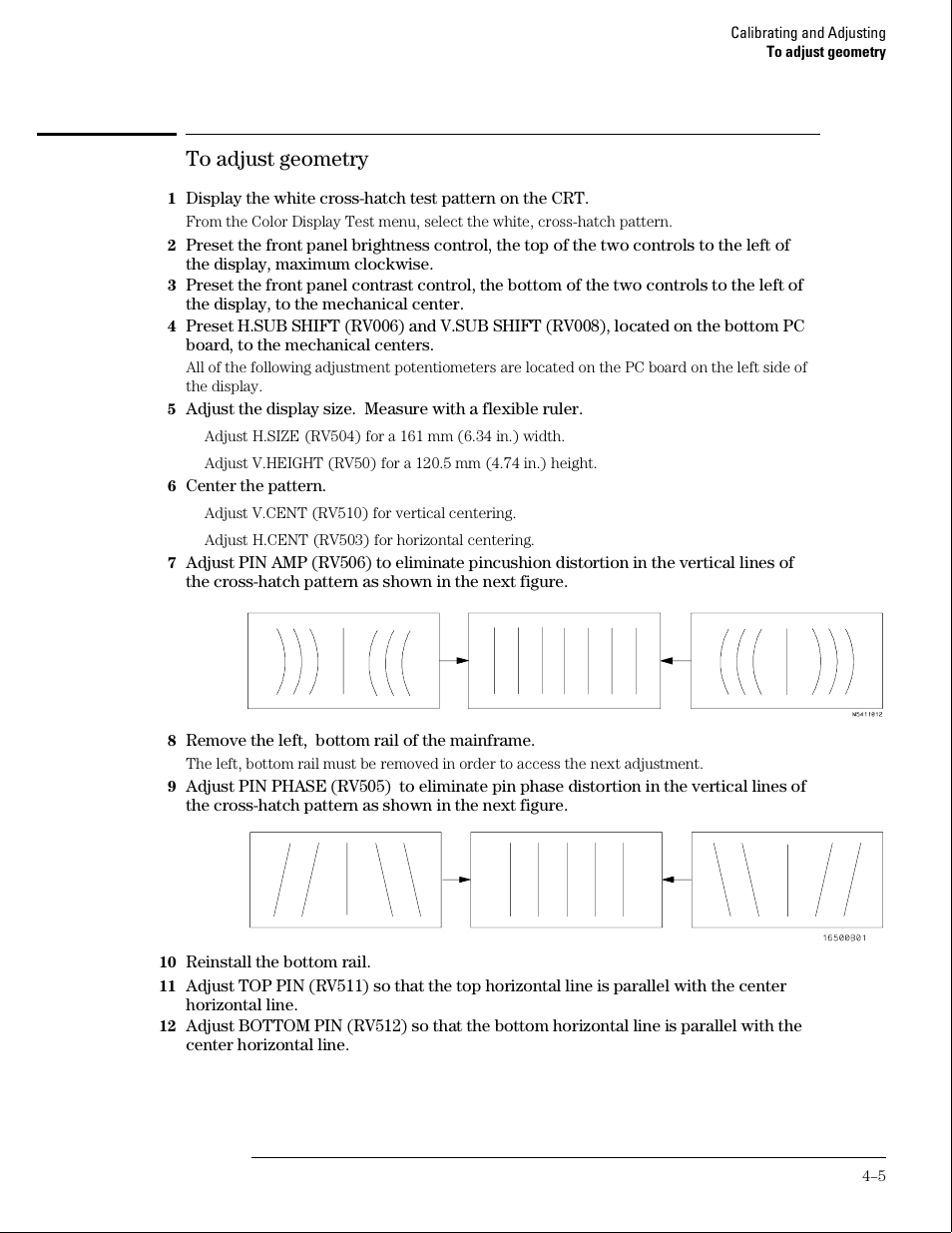 To adjust geometry | HP 16500B User Manual | Page 34 / 129