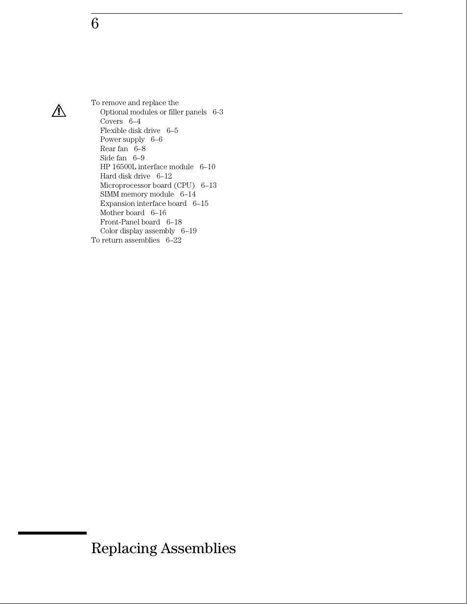 Replacing assemblies | HP 16500B User Manual | Page 76 / 129
