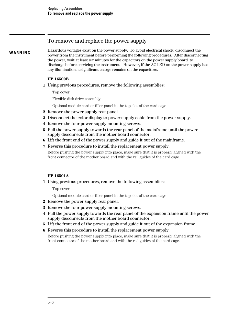 To remove and replace the power supply | HP 16500B User Manual | Page 81 / 129