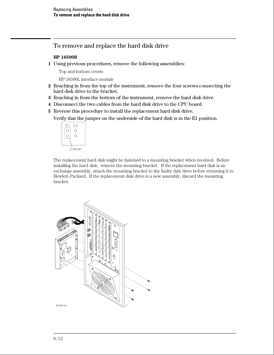 To remove and replace the hard disk drive | HP 16500B User Manual | Page 87 / 129