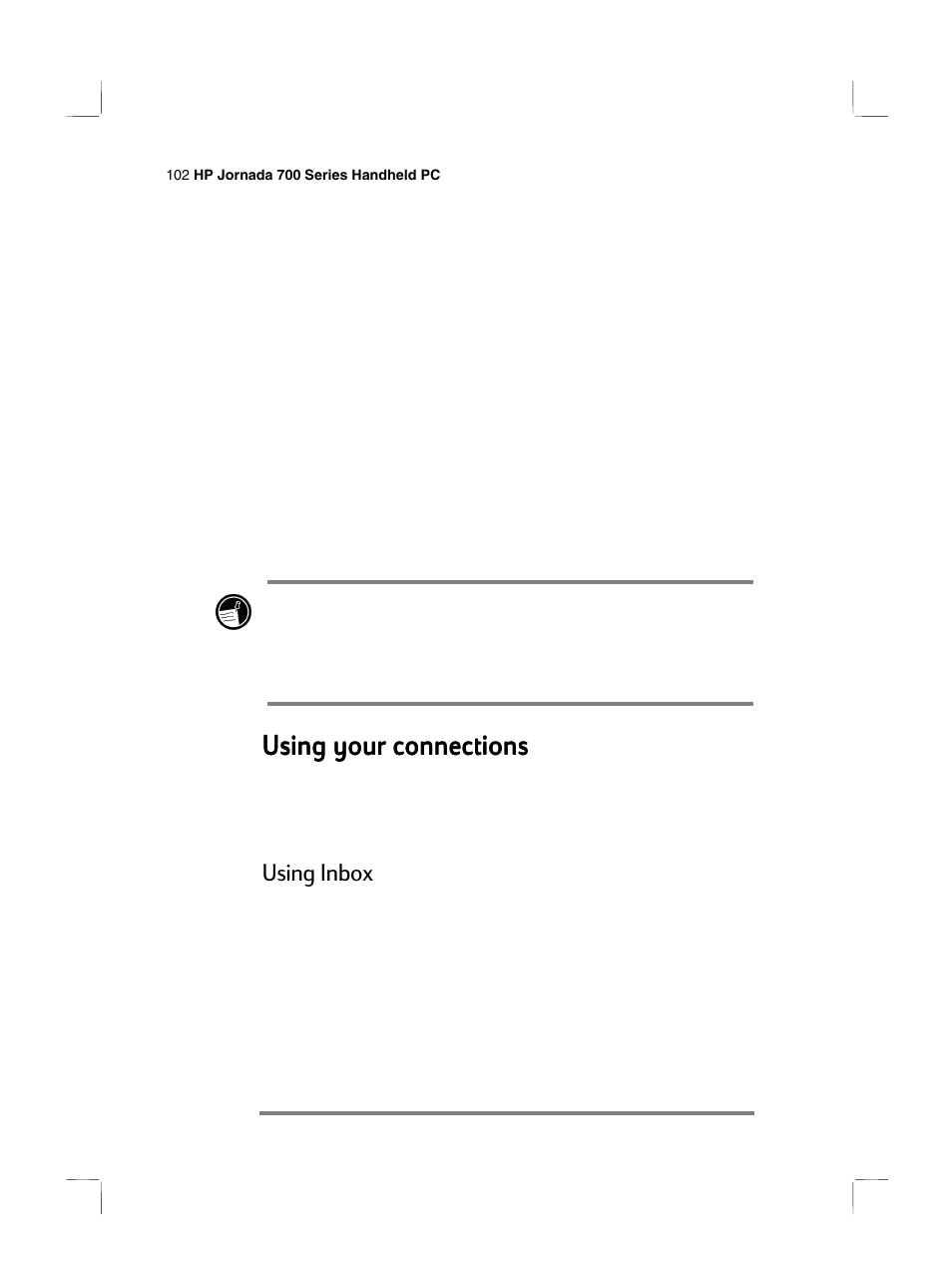 Using your connections, Using inbox | HP 700 Series User Manual | Page 106 / 204