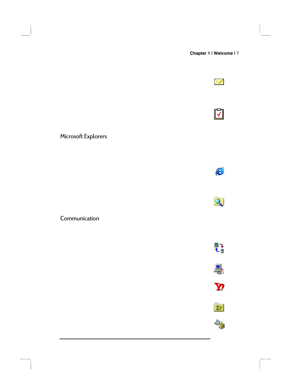 Microsoft explorers, Communication | HP 700 Series User Manual | Page 11 / 204