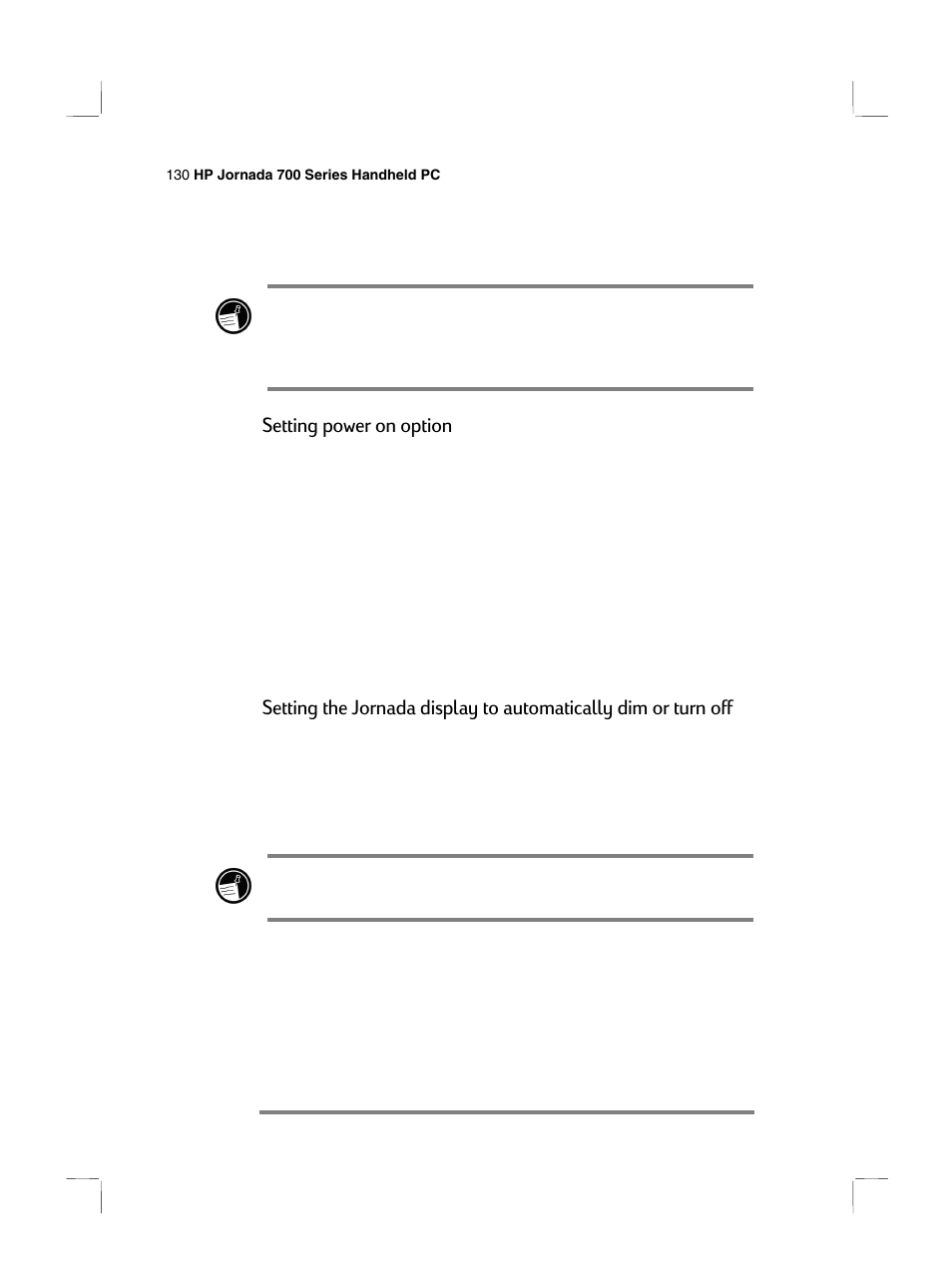 Setting power on option | HP 700 Series User Manual | Page 134 / 204