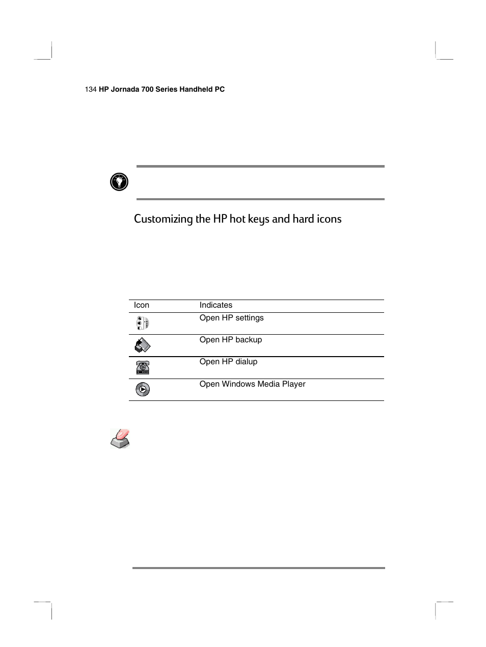 Customizing the hp hot keys and hard icons | HP 700 Series User Manual | Page 138 / 204