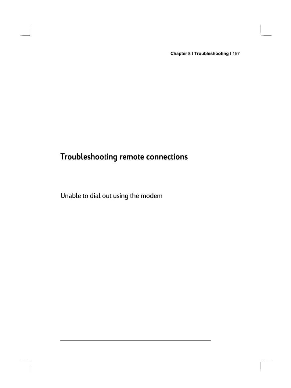 Troubleshooting remote connections, Unable to dial out using the modem | HP 700 Series User Manual | Page 161 / 204