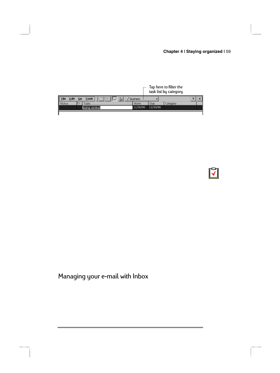 Managing your e-mail with inbox | HP 700 Series User Manual | Page 63 / 204