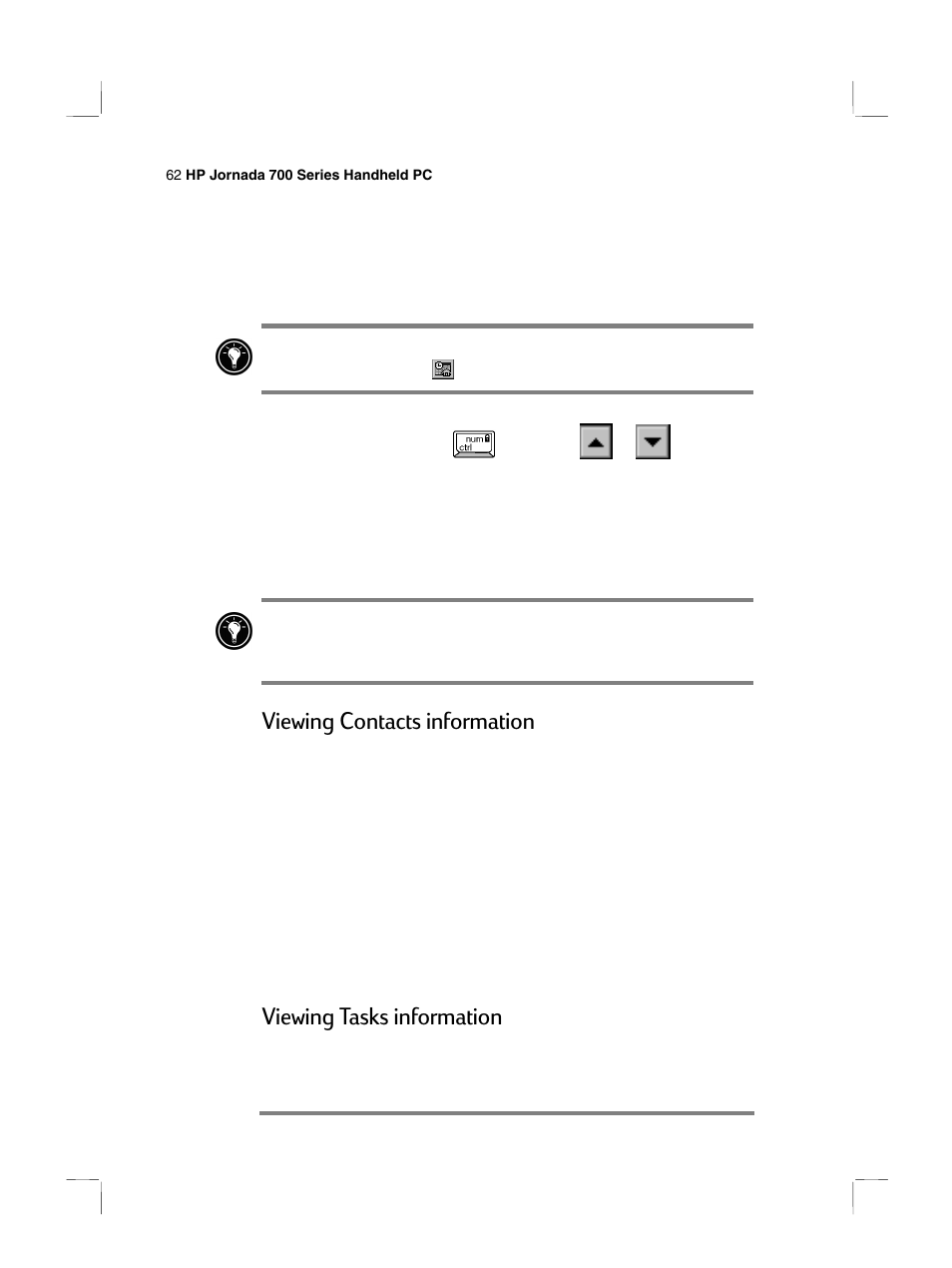 Viewing contacts information, Viewing tasks information | HP 700 Series User Manual | Page 66 / 204