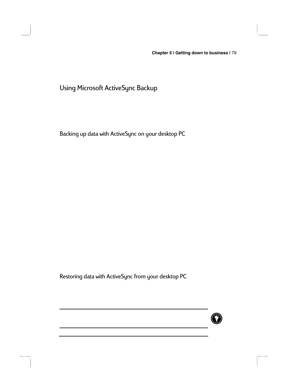 Using microsoft activesync backup, Backing up data with activesync on your desktop pc | HP 700 Series User Manual | Page 83 / 204