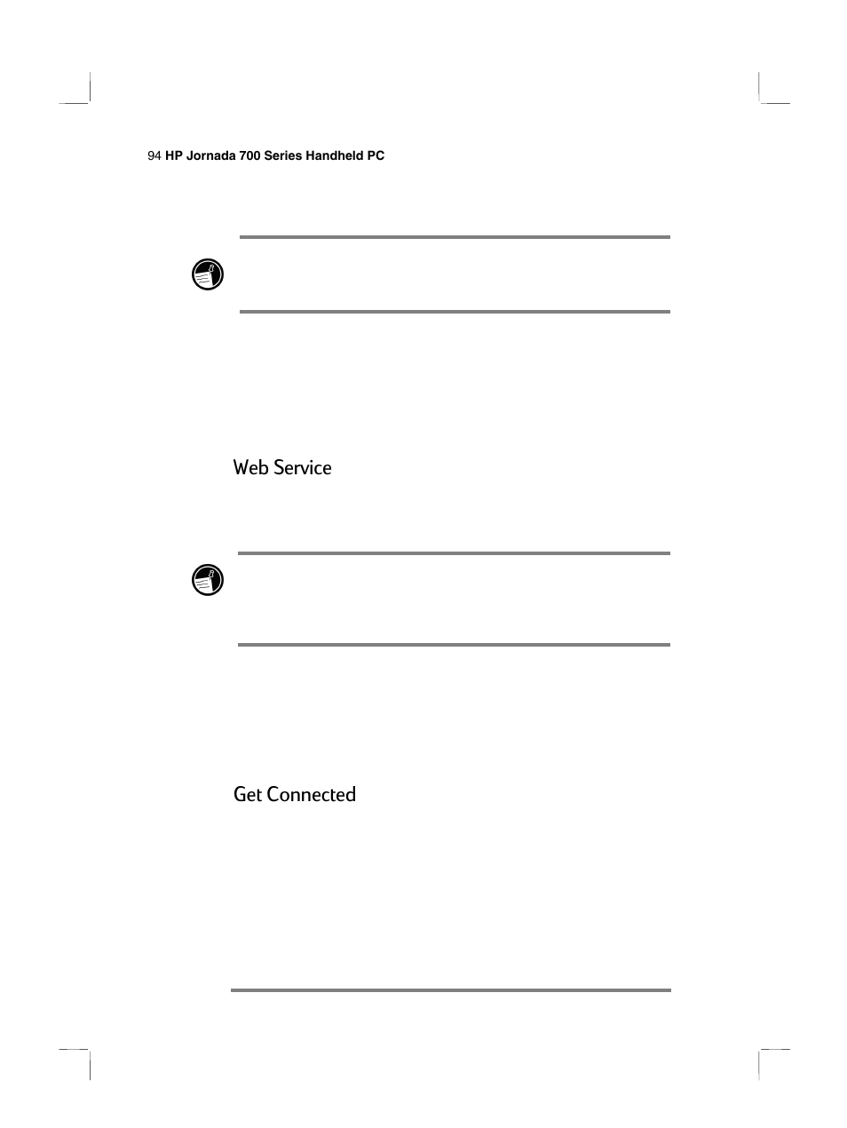 Web service, Get connected | HP 700 Series User Manual | Page 98 / 204