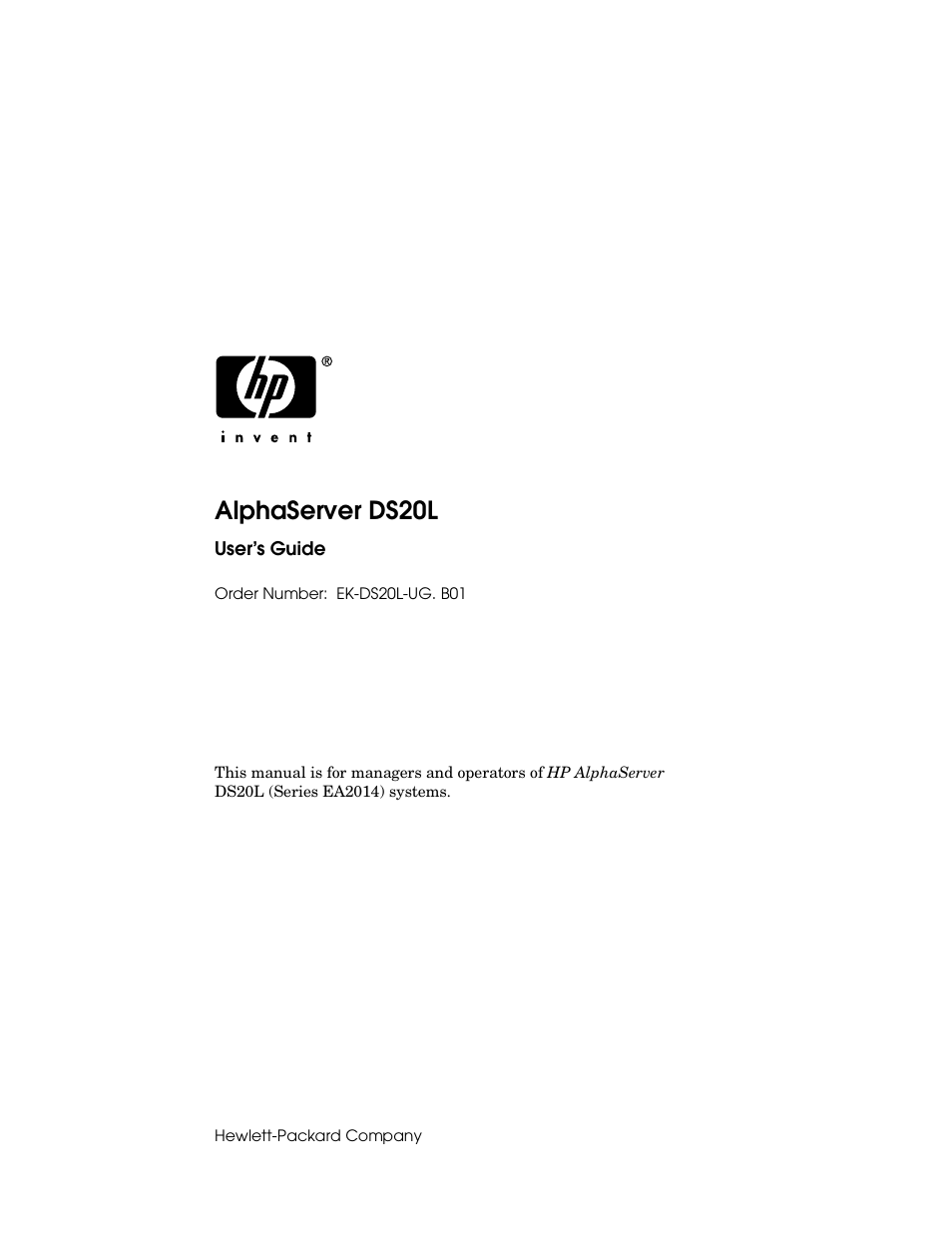 HP DS20L User Manual | 152 pages