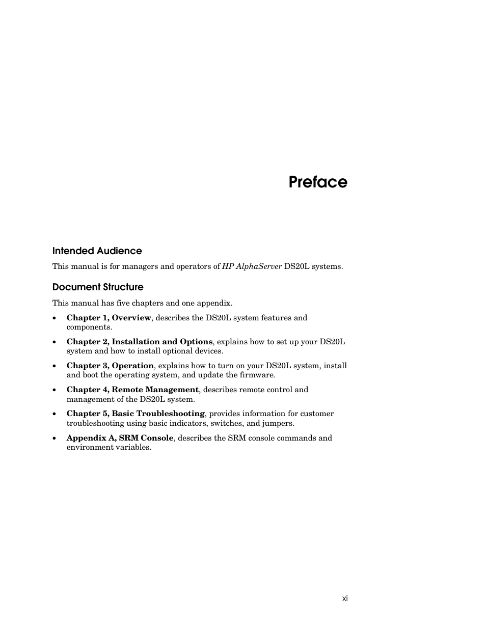 Preface | HP DS20L User Manual | Page 11 / 152