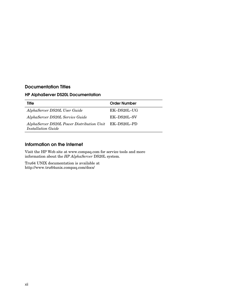 HP DS20L User Manual | Page 12 / 152