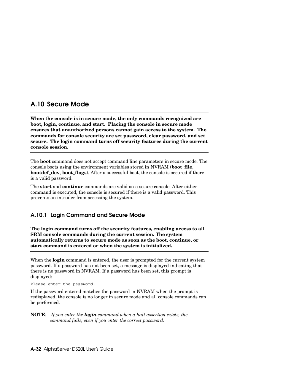 A.10 secure mode | HP DS20L User Manual | Page 120 / 152